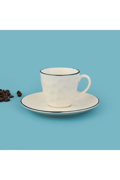 ASPARTAM Kitchen Hammer Set of 2 Cups - Cream / Blue - 90 ml