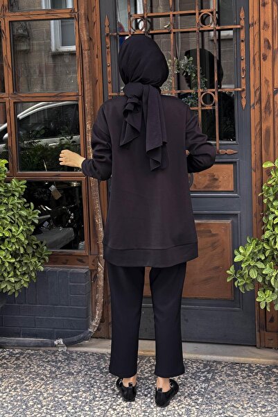 Moodbasic Rugan Detaylı Dik Yaka Tunik MB21.310 Siyah