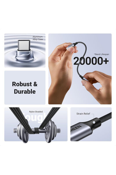 Ugreen Adaptor audio AV161, convertor Type-C la Jack 3.5mm, gri, 80154