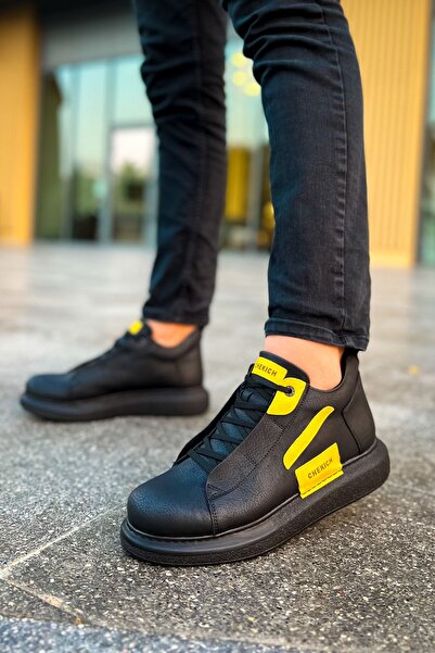 Zerenyus Χειμερινές ανδρικές μπότες σε στυλ Frogner Μαύρο κίτρινο