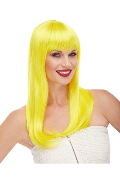 Twin Store Yellow Color Long Straight Party Wig