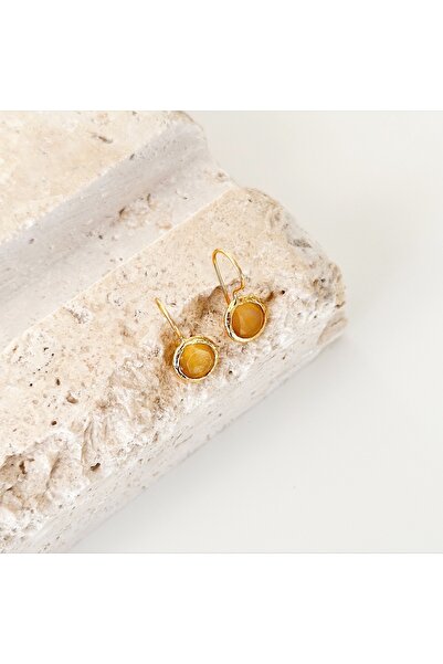 Vesce Atelier Nodus Yellow Tiger's Eye Natural Stone Earrings