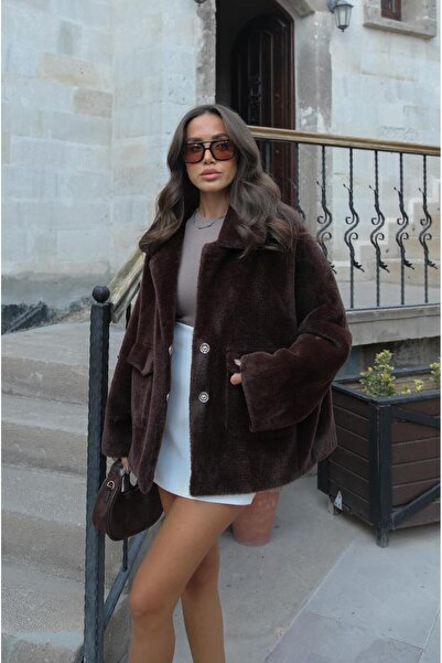Havoş Brown Alpaca Fur Short Coat