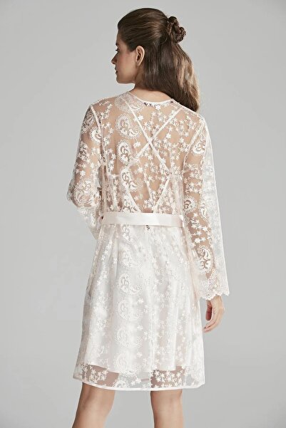 Mavelle Satin Lace Detailed 6-Piece Bridal Dowry Set Nightgown&Robe&Pajama Set&Shorts Set Slippers Gift