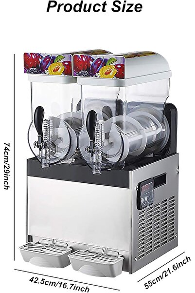 Generic 15/30/45L Commercial Ice Slush Machine, 1000W Slushy Maker Machine, Ice Maker Slushy for Restaurant