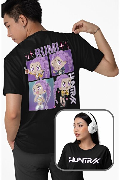 Fuddy Moda تي شيرت مطبوع عليه رومي للجنسين، تي شيرت كبير الحجم يحمل طابع Huntrix Demon Hunters