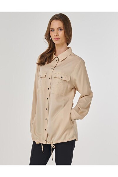 Kayra 100% Lyocell туника с двойни джобове, кремава