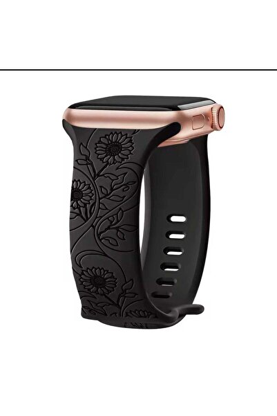 Apple Ρολόι Curea Ceas από σιλικόνη, μαύρο ηλίανθο, 38/40/41mm