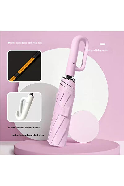 Choice مظلة أوتوماتيكية بالكامل بتصميم مشبك حلقي وردي اللون للرجال، 20 ضلعًا،...