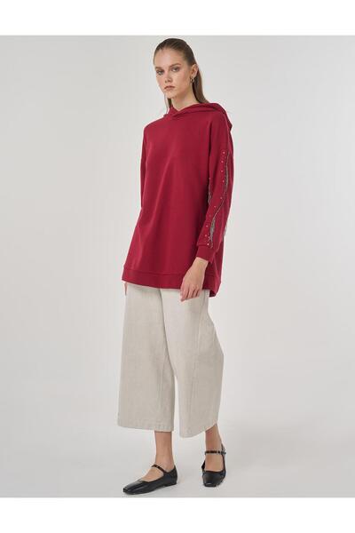 Kayra Kapüşonlu Üç İplik Sweatshirt Bordo