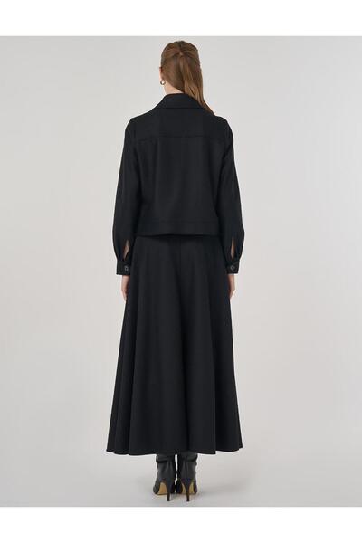 Kayra Wool Content Skirt Suit Black