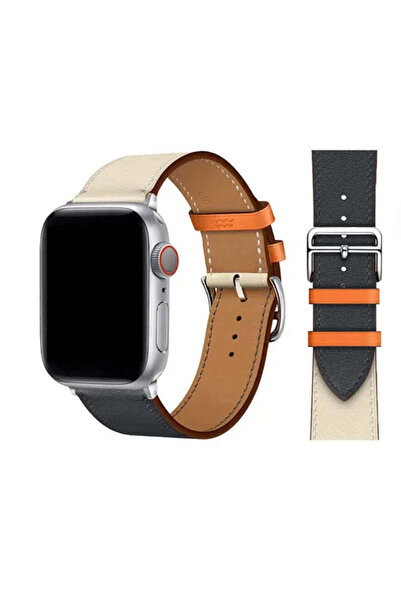 Apple Λουράκι ρολογιού Δερμάτινο μπλε κρεμ (Κρεμ/Μπλε μπλε δέρμα) 38/40/41mm