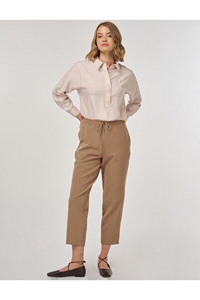 KYR Elastic Waist Comfortable Cut Trousers Dark Mink