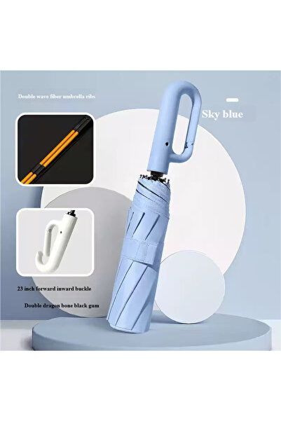 Choice مظلة أوتوماتيكية بالكامل للرجال بتصميم مشبك حلقي أزرق سماوي، 20 ضلعًا،...