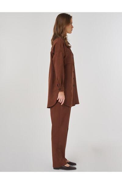 Kayra Embroidered Applique Suede Double Suit Camel