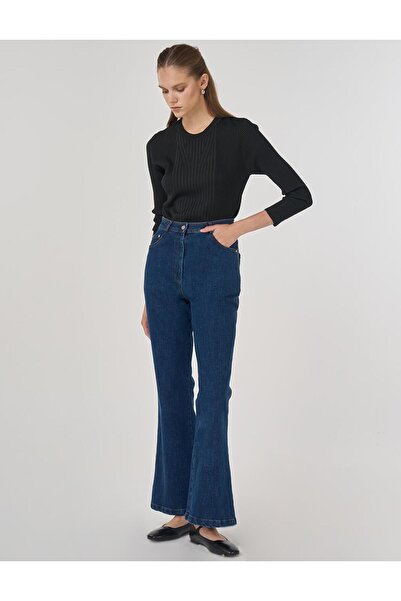 Kayra Flared Denim Pants Navy Blue