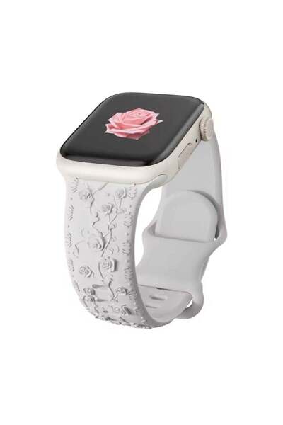 Apple Curea Ceas Watch Silicon Floral White 42/44/45/46/49mm