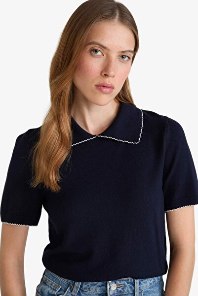 DeFacto Regular Fit Polo Yaka Kısa Kollu Triko Kazak G0490AX25AU