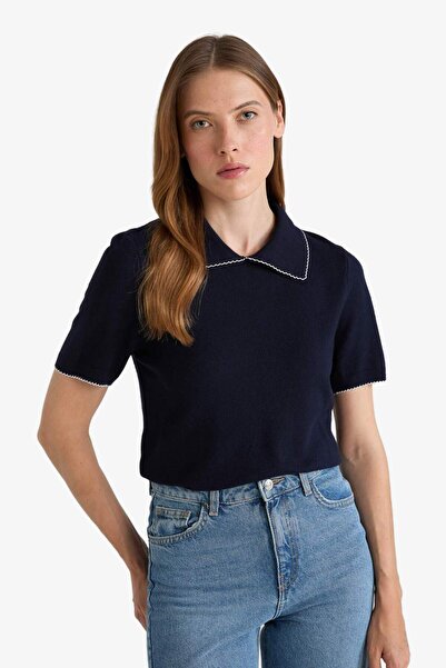 DeFacto Regular Fit Polo Yaka Kısa Kollu Triko Kazak G0490AX25AU