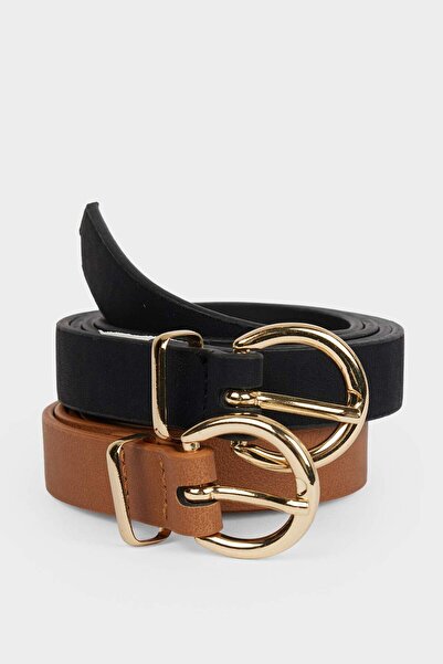 DeFacto Women's Faux Leather 2-Piece Casual Belt G0598Axns