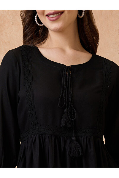 Globus By Styli Black Lace Insert Peplum Top and Trousers Workwear Co-Ords