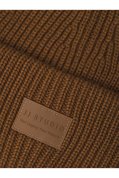 Jack & Jones Ribbed Knit Beanie with Patch Detail