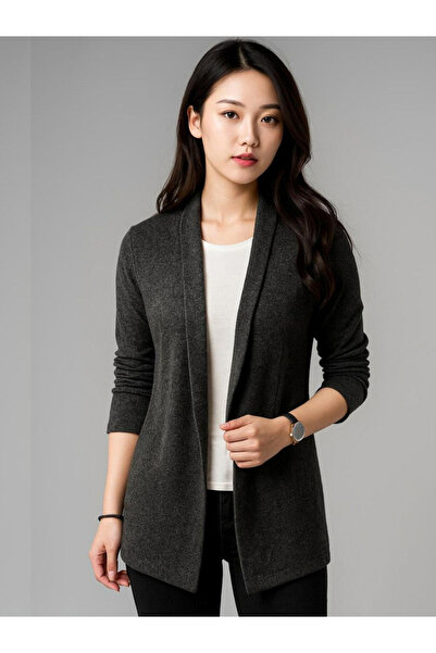 PAUSE By Styli Women Charcoal Open-Front Solid Shrug