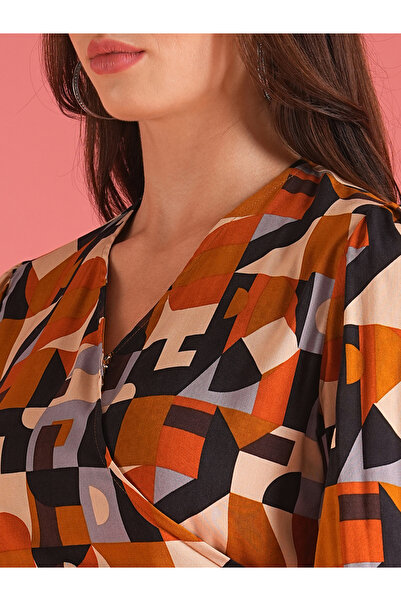 Globus By Styli Multi Abstract Wrap Top and Palazzos Co-Ords