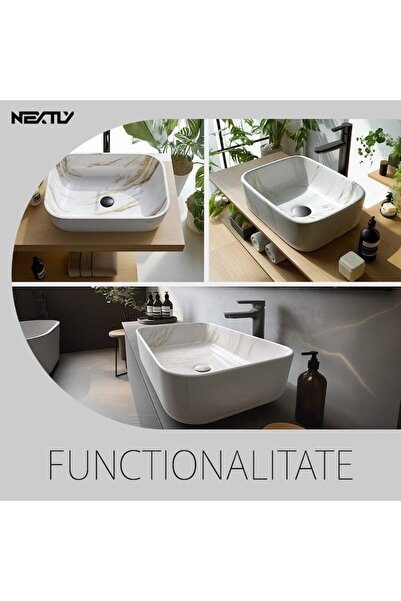 NEXTLY Chiuvetă ceramică cu montare pe blat, NEXTLY, ceramică sanitară, design din marmură, finisaje premium, lucios