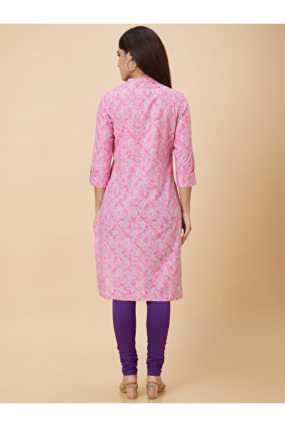Globus By Styli Women Pink Printed Straight Kurta