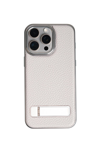 WATCHOFROYAL Caseon Iphone 15 Pro Max Gri Manyetik Özellikli Standlı Deri Kılıf