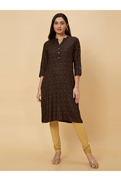 Globus By Styli Women Brown Printed Straight Kurta
