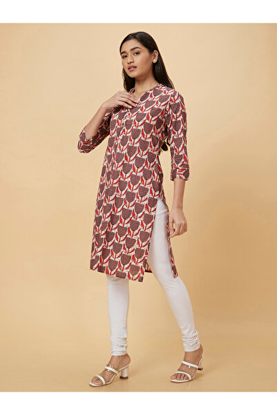 Globus By Styli Women Brown Printed Straight Kurta