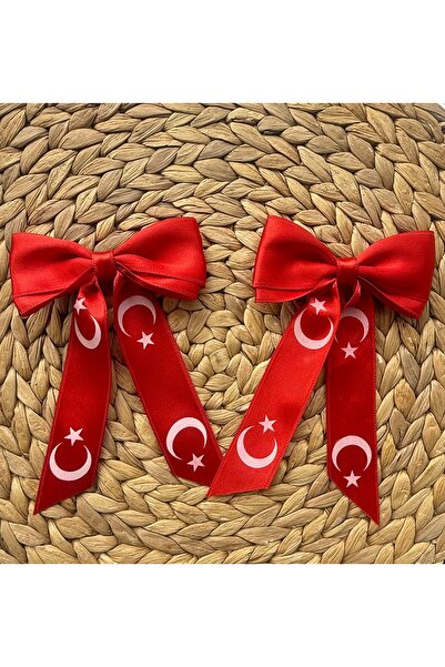 2-Piece Red Ribbon Buckle Set New Year School Party 23 April 29 October Ceremony Turkish Flag