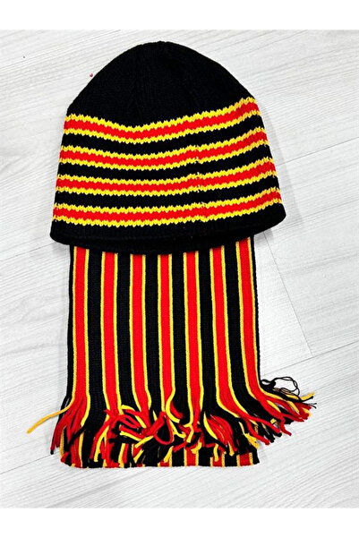 diletrend قبعة وشاح المعجبين باللون الأصفر والأحمر