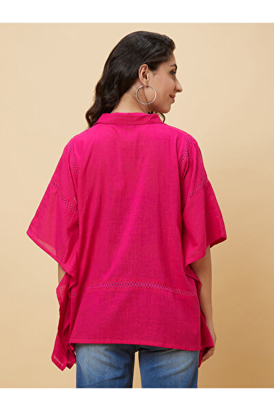 Globus By Styli Pink Black Asymmetric Hem Kaftan Tunic