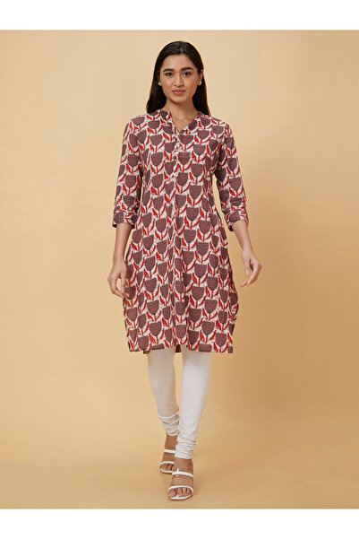 Globus By Styli Women Brown Printed Straight Kurta