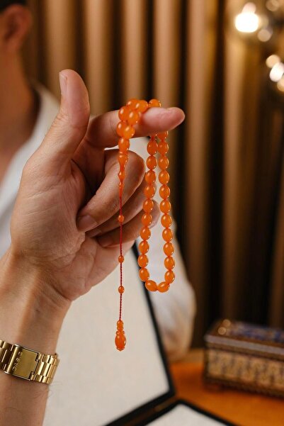 dergah tesbih Koleksiyonluk Bilek Boy Eski Osmanlı Damarsız Sıkma Kehribar Tesbih (Antique Faturan Amber Beads فات