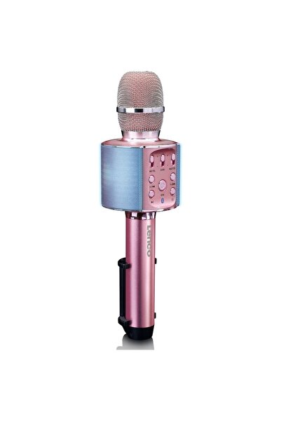 Lenco BMC-090RGD Karaoke Microphone, Bluetooth, Speaker, MicroSD, USB, Light Effects, Pink