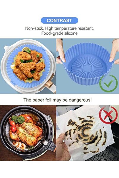 Yelajoy 3pcs Air Fryer Silicone Pan,Reusable Nonstick Parchment Air Fryer Liners for Air Fryer Baking Oven