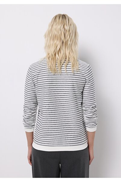 Colin's Γυναικείο μπλουζάκι με στρογγυλή λαιμόκοψη και ριγέ λευκό με ¾ μανίκια