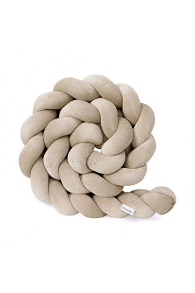 Sparrow Braided cot bumper, made of velvety cotton, Sparrow, Velvet Cappuccino, 200 cm