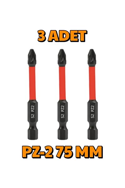 DepoMega 3 Adet PZ-2 75 mm Mıknatıslı S2 Çelik Bits Uç Matkap Ucu