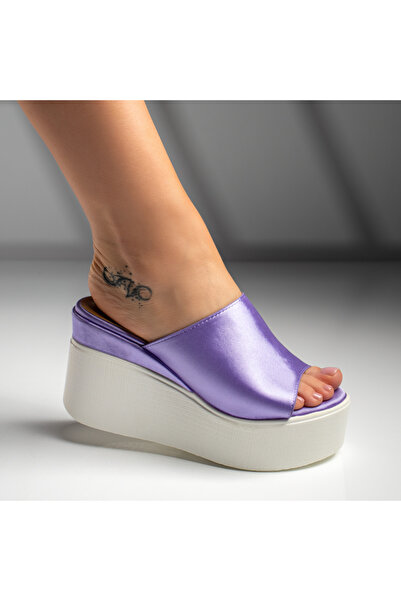 Modlet.ro Sandale cu platformă din satin mov pentru femei MOD09392
