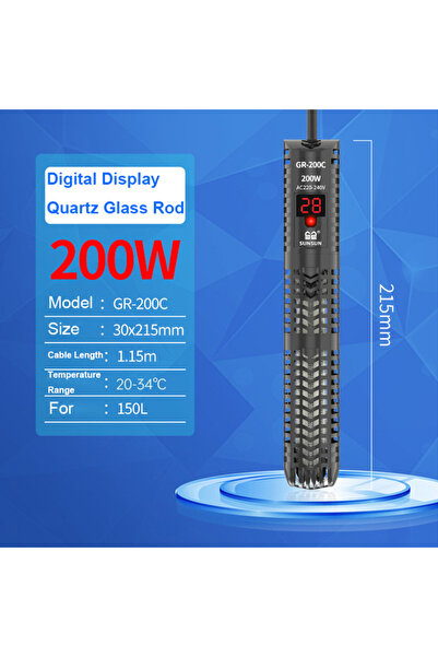 choice2 سخان SUNSUN Aquarium الغاطس بقوة 200 واط، حوض سمك من زجاج الكوارتز، ش...