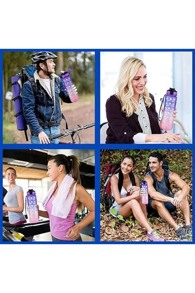 OEM Water Bottle with Hourly Scale, Ebuy, Plastic, 1 L, Violet-Pink
