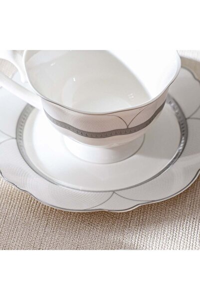 Danube Home Youthful Bite Ellipse Tea Set – 8-Piece Porcelain Cups & Saucers for 4, Elegant & Giftable