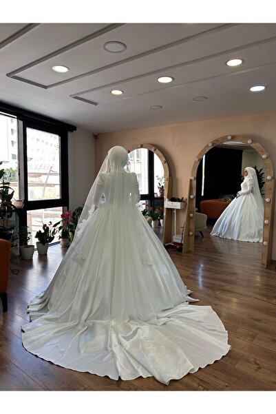 GAMZE Tesettür Dantel gelinlik,tesettür saten gelinlik,tesettür gelinlik