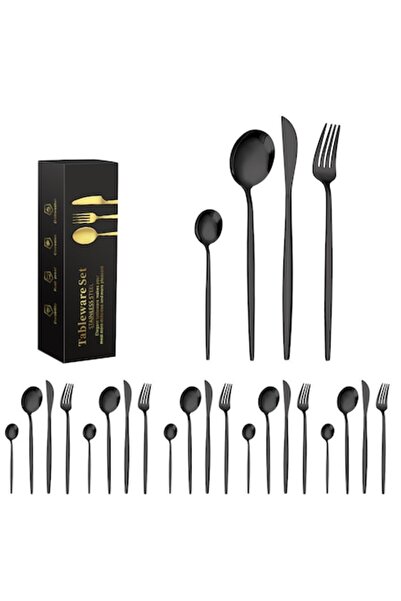 TopGearWorld 24-piece cutlery set, stainless steel, black