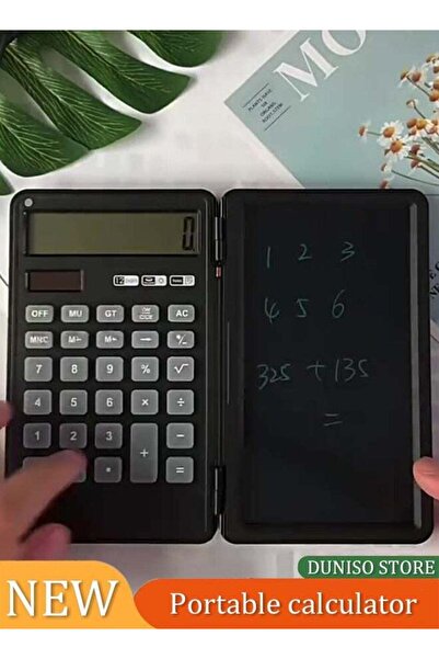 fun zone آلة حاسبة علمية، آلة حاسبة سطح مكتب محمولة قابلة للطي مع لوحة كتابة قابلة للمسح، شاشة LCD 12 رقمًا